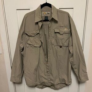 Allagash Organic Cotton Safari Jacket Natural Outdoor Size Large Utility Pockets